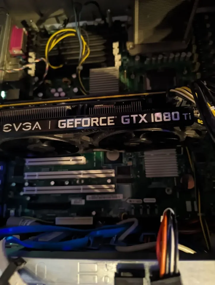 EVGA GeForce GTX 1080 Ti graphics card installed in a PC